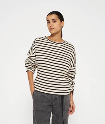 Sweater smock stripes light nat-black 10 Days