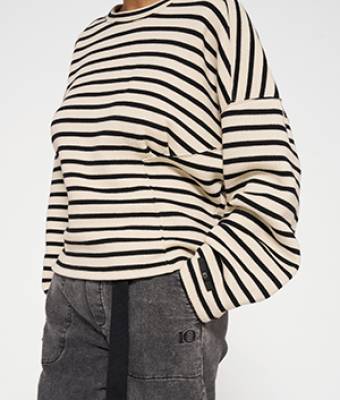 Sweater smock stripes light nat-black 10 Days