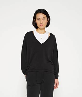 V-neck sweater scuba black 10 DAYS