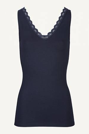 Lace singlet dark navy By-Bar Amsterdam