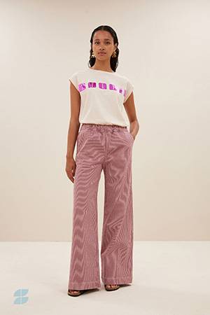 Neal cherry stripe pants milky By-Bar Amsterdam