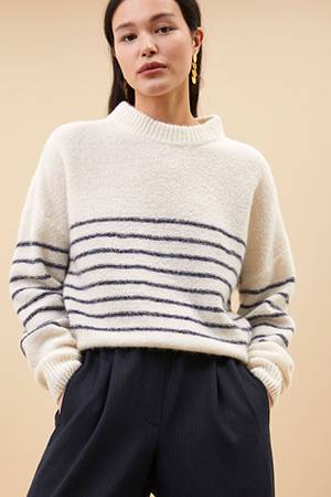 Sonny stripe pullover off white By-Bar Amsterdam