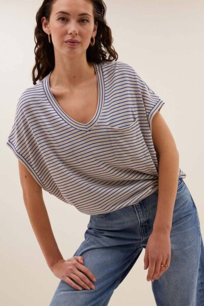 Tyler small stripe top kingsblue By-Bar Amsterdam