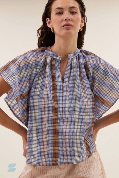 Vina check blouse grid print By-Bar Amsterdam