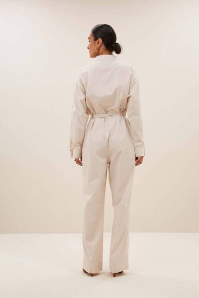 Esra poplin suit almond By-Bar Amsterdam