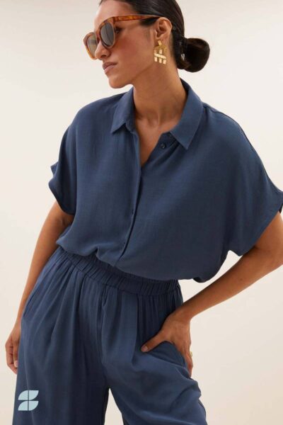 Karly viscose blouse opal blue By-Bar Amsterdam