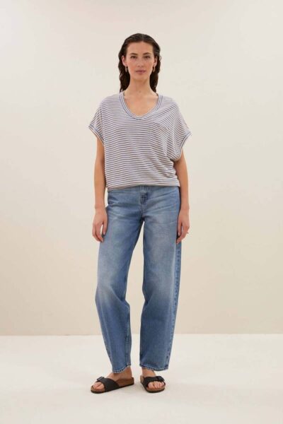 Tyler small stripe top kingsblue By-Bar Amsterdam