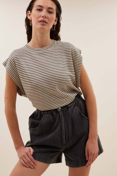 Mason small stripe top black By-Bar Amsterdam