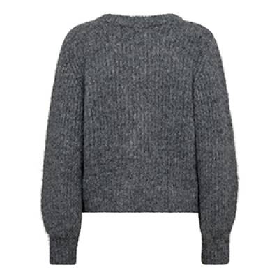 Coralie button rib knit grey melange Co’Couture