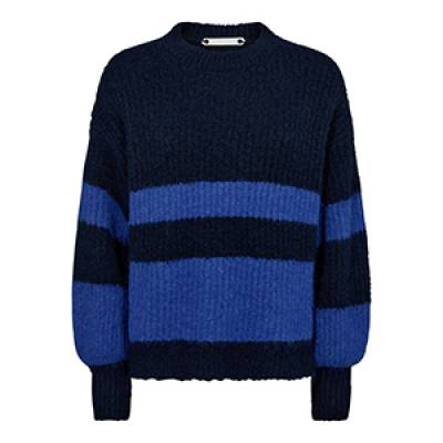 Coralie block rib knit navy Co’Couture