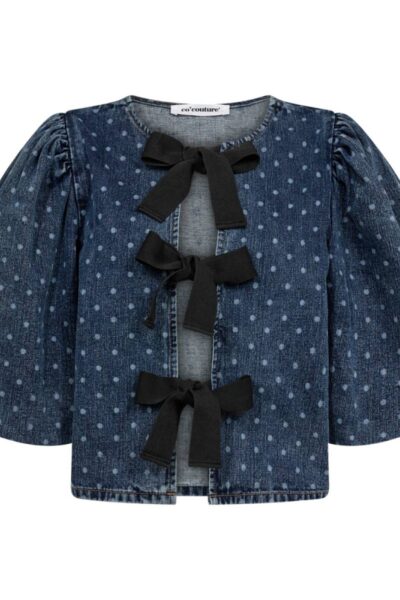 Darin dot bow blouse denim blue Co’Couture