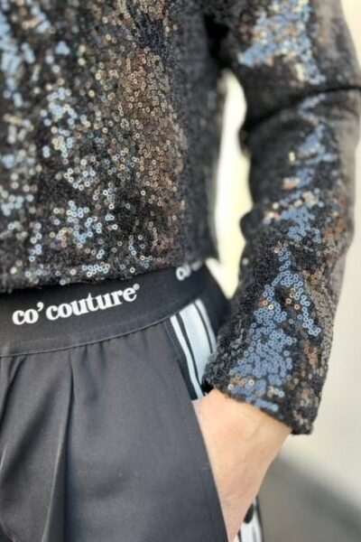 Stevie sequin bow blouse black Co’Couture