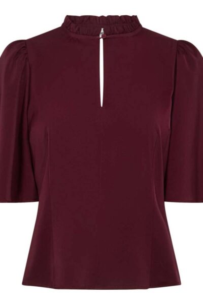 Adna open back ss blouse burgundy Co’Couture