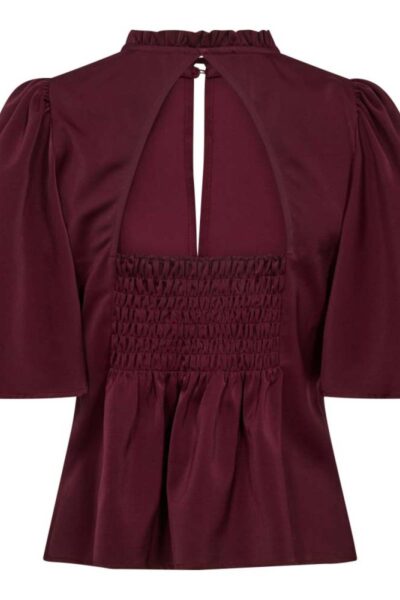 Adna open back ss blouse burgundy Co’Couture