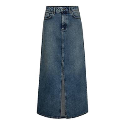 Darin long slit skirt denim blue Co’Couture
