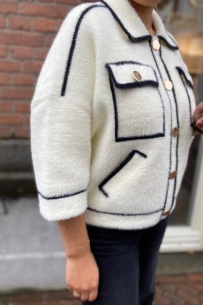 Galena furry knitted jacket off white Essentiel