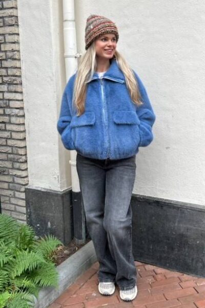 Genz faux fur jacket another blue Essentiel