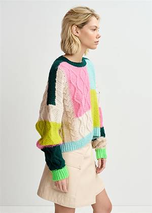 Girlcrush patchwork knit pull off white Essentiel