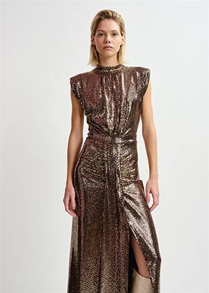 Gonnak fitted jersey dress gold Essentiel