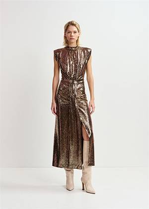 Gonnak fitted jersey dress gold Essentiel