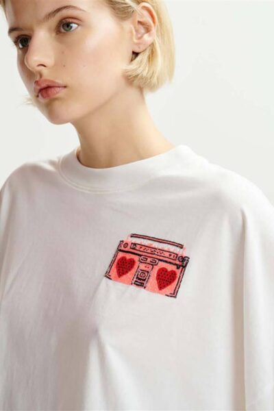 Hadio embroidered t-shirt off white Essentiel