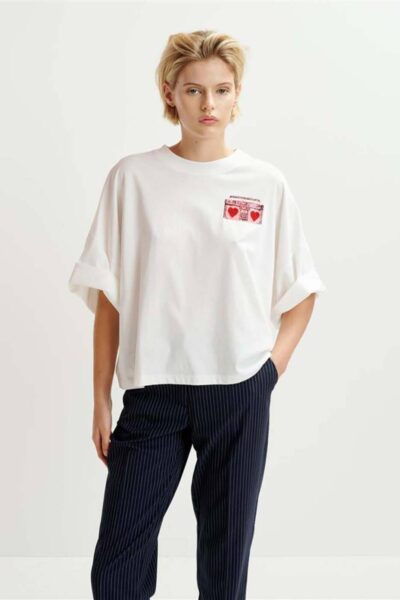 Hadio embroidered t-shirt off white Essentiel