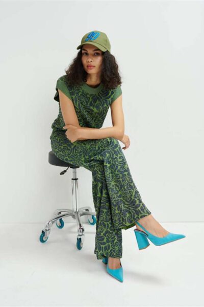 Halready lurex jaquard pants C2 green Essentiel