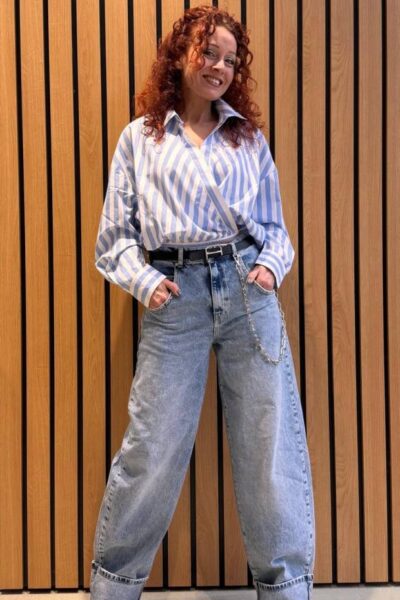 Huge barrel leg jeans aqua blue Essentiel