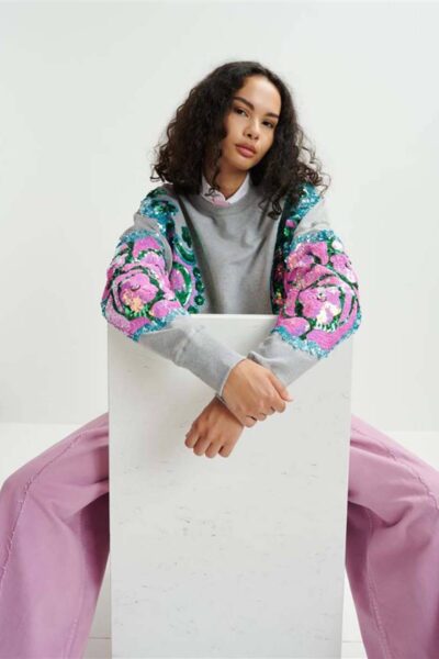 Hecrazy embroidered sweatshirt C1 nimbus Essentiel