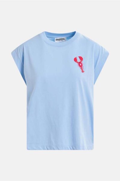 Hobster embroidered t-shirt aqua blue Essentiel