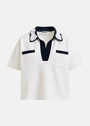 Hoiseau embroidered polo off white Essentiel