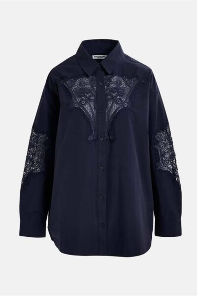 Hoofd lace panelled shirt dark sapphire Essentiel