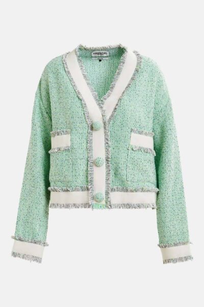 Hoola cropped fringe jacket C1 green Essentiel