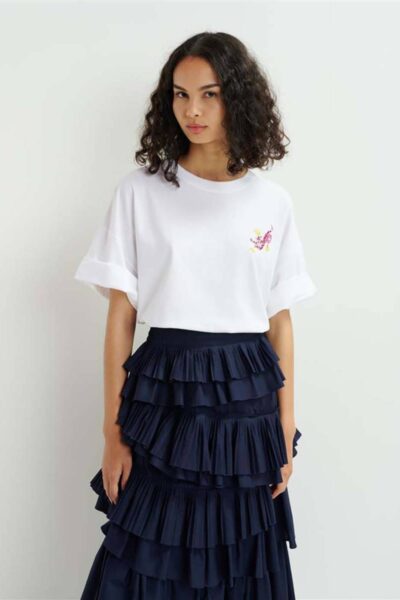 Hungle embroidered t-shirt white Essentiel