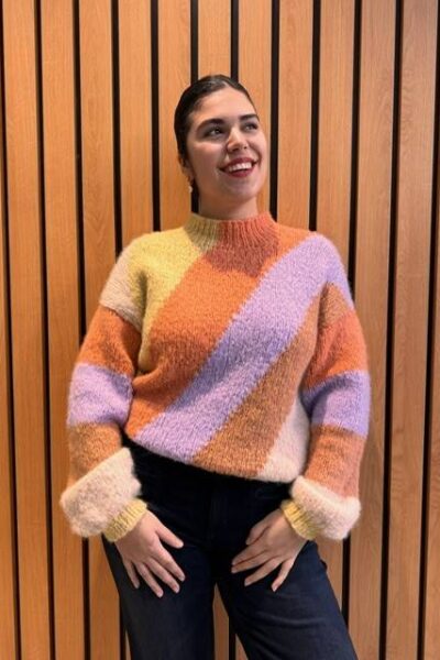 Layla sweater vanilla-orange-lila INTI Knitwear