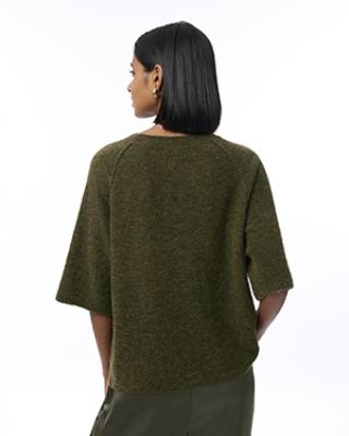 Ava pullover dark olive Knit-ted