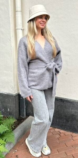 Demi cardigan mid grey Knit-ted