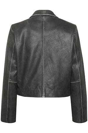 GiloMW leather short blazer medium grey MEW
