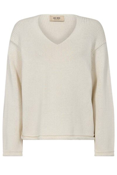 Bine v-neck knit ecru Mos Mosh