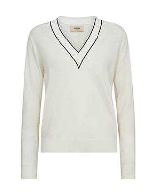 Relena prep v-neck knit ecru Mos Mosh