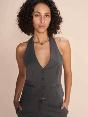 Rhoda halin vest dark grey melange Mos Mosh