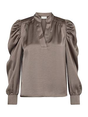 Rosslyn heavy sateen blouse warm grey Neo Noir