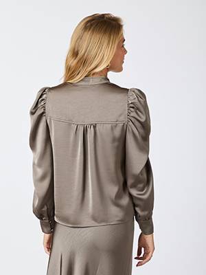 Rosslyn heavy sateen blouse warm grey Neo Noir