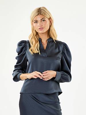 Rosslyn heavy sateen blouse midnight blue Neo Noir