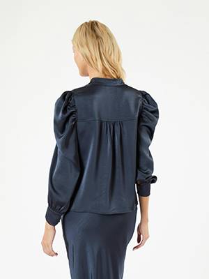 Rosslyn heavy sateen blouse midnight blue Neo Noir