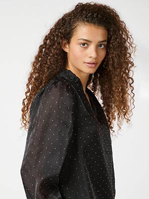 Amara bedazzled blouse black Neo Noir