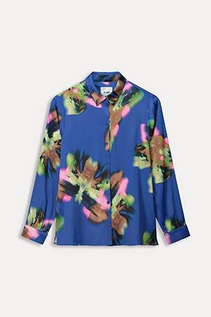 Mila blouse satin butterfly blue Pom Amsterdam