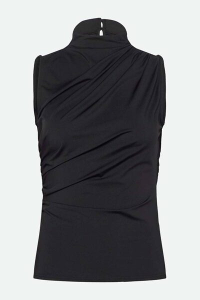 Billie sl drape top black Rosemunde