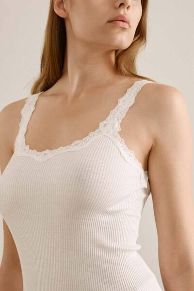 Babette sl deep back lace top new white Rosemunde