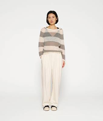 Thin knit sweater stripes ecru/sage 10 DAYS